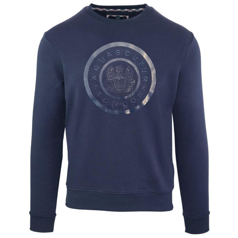 Aquascutum Monotone Large Circle Logo Navy Sweatshirt Fg1123 85